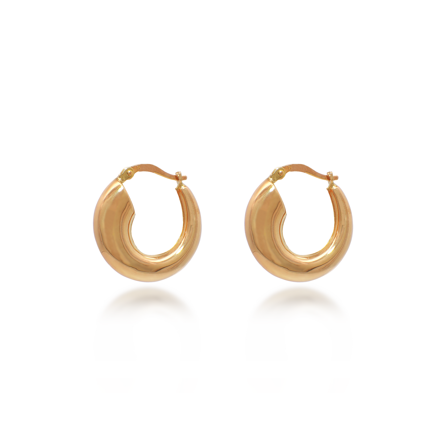 Chunky Yellow Gold Round Hoops
