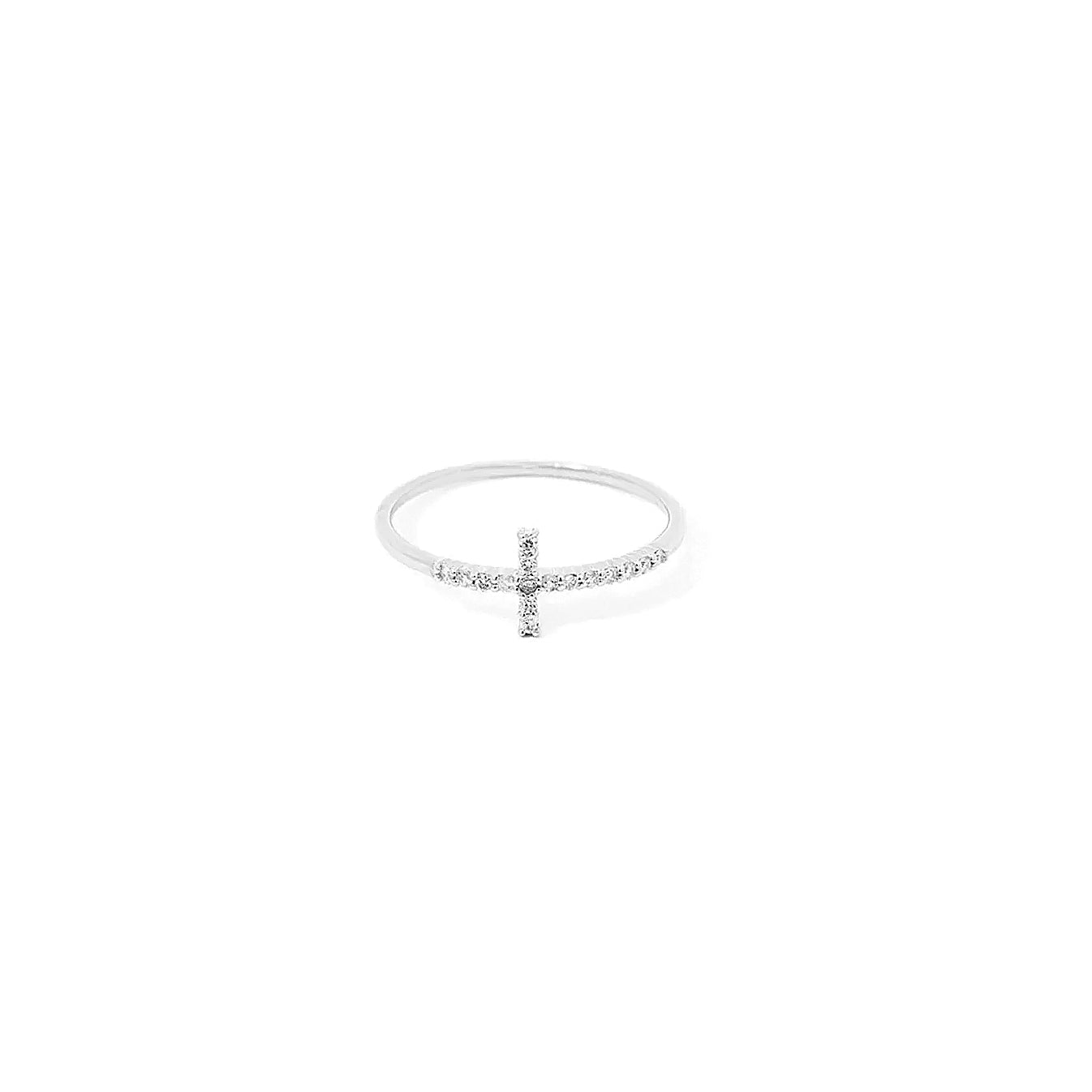 Diamond Cross Ring in White Gold
