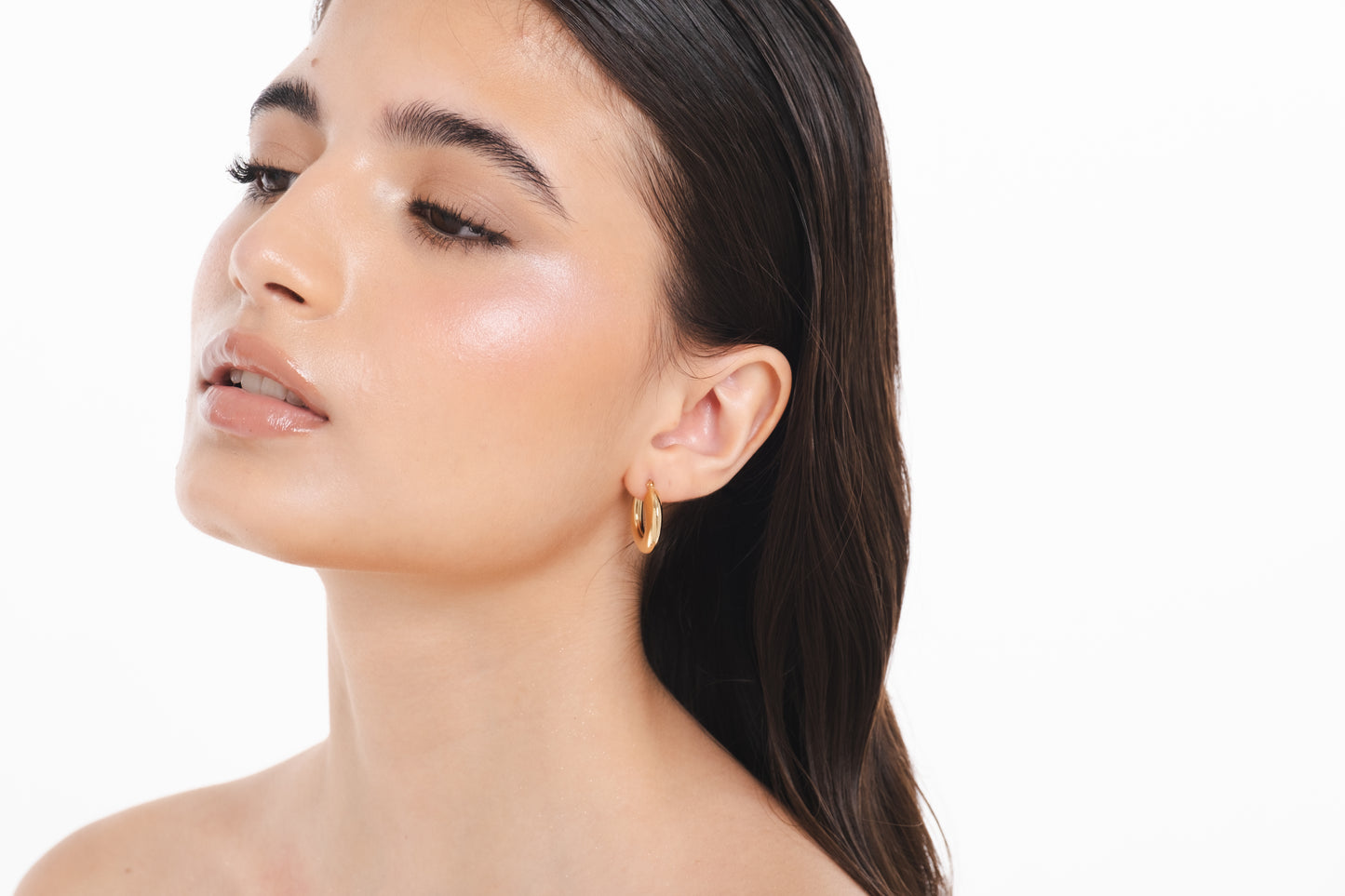 Chunky Yellow Gold Round Hoops