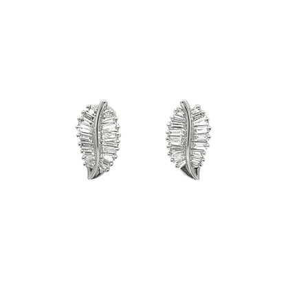 Leaf Baguette Diamond Earrings