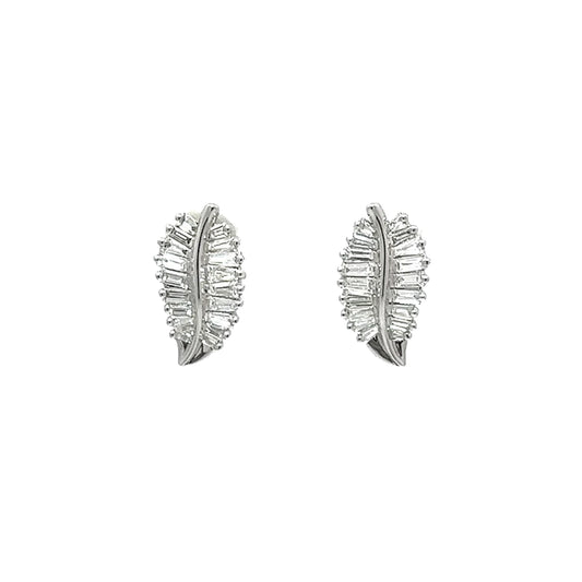 Leaf Baguette Diamond Earrings