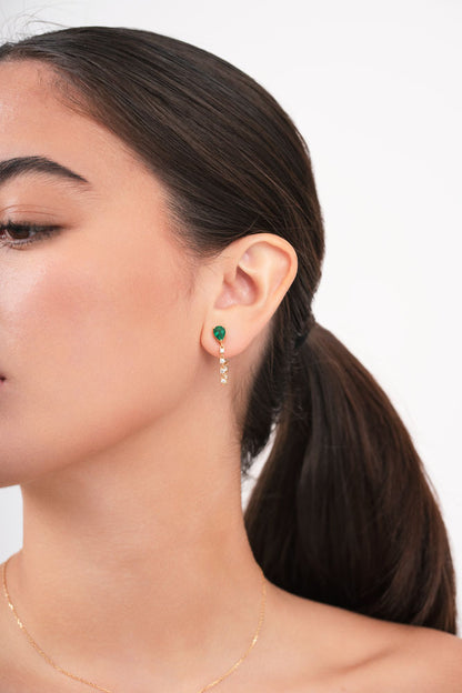 Emerald and Diamond Chain Drop Earrings