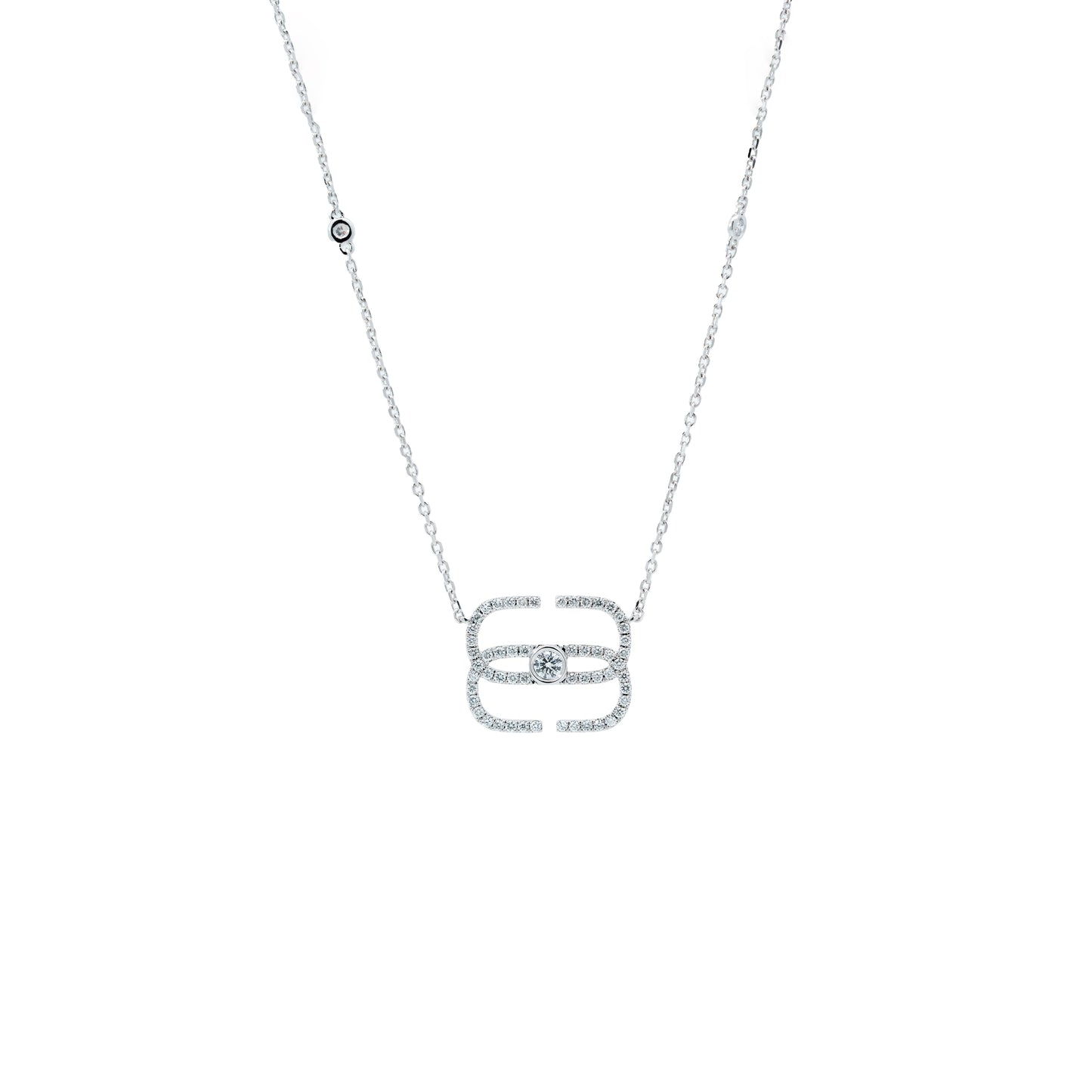 EIRIN Minimalist Logo Necklace in White Gold