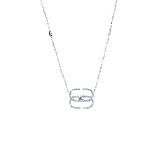 EIRIN Minimalist Logo Necklace in White Gold