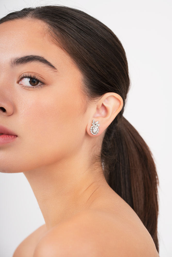 Lab-grown Round and Ribbon Earrings