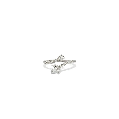 Floral Pave Diamond Coil Ring