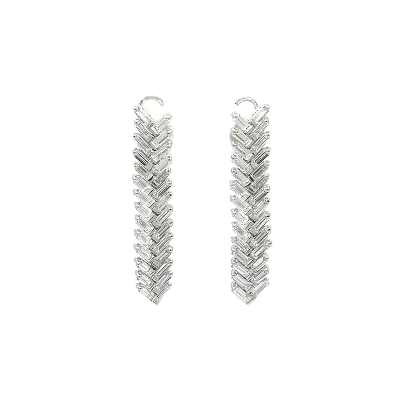 Herringbone Baguette Diamond Drop Earrings