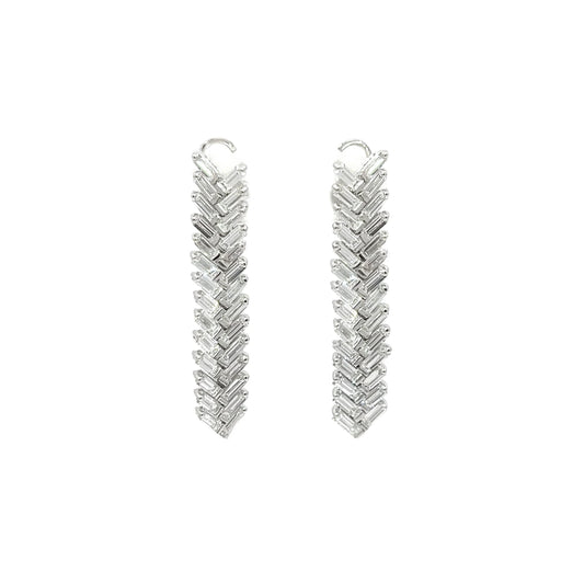 Herringbone Baguette Diamond Drop Earrings