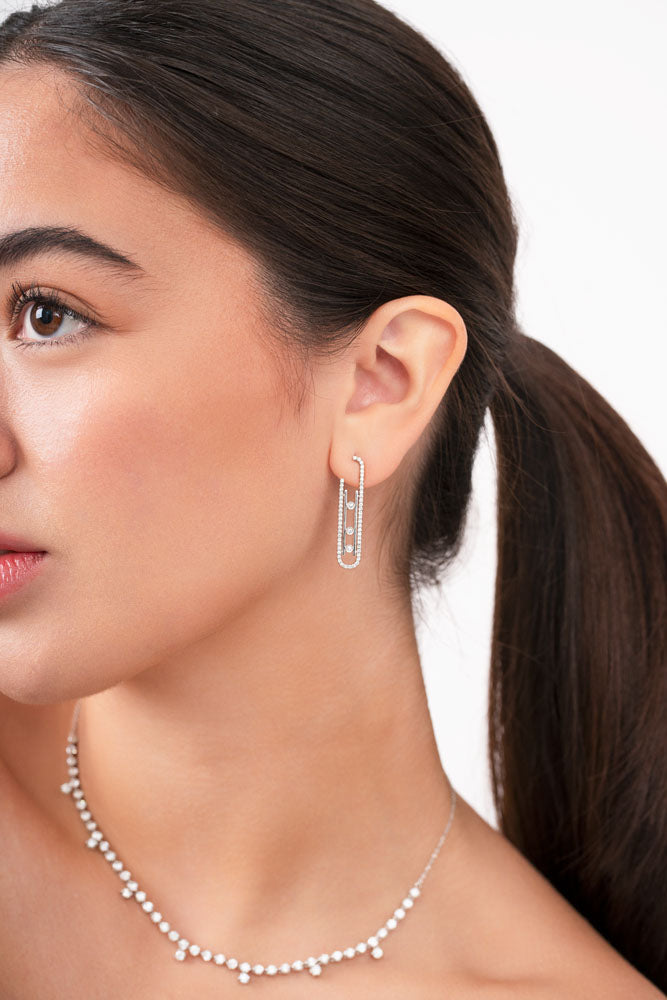 Round Diamond Paperclip Earrings