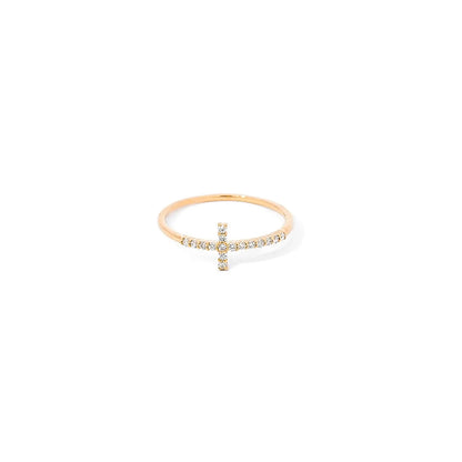 Diamond Cross Ring in Yellow Gold