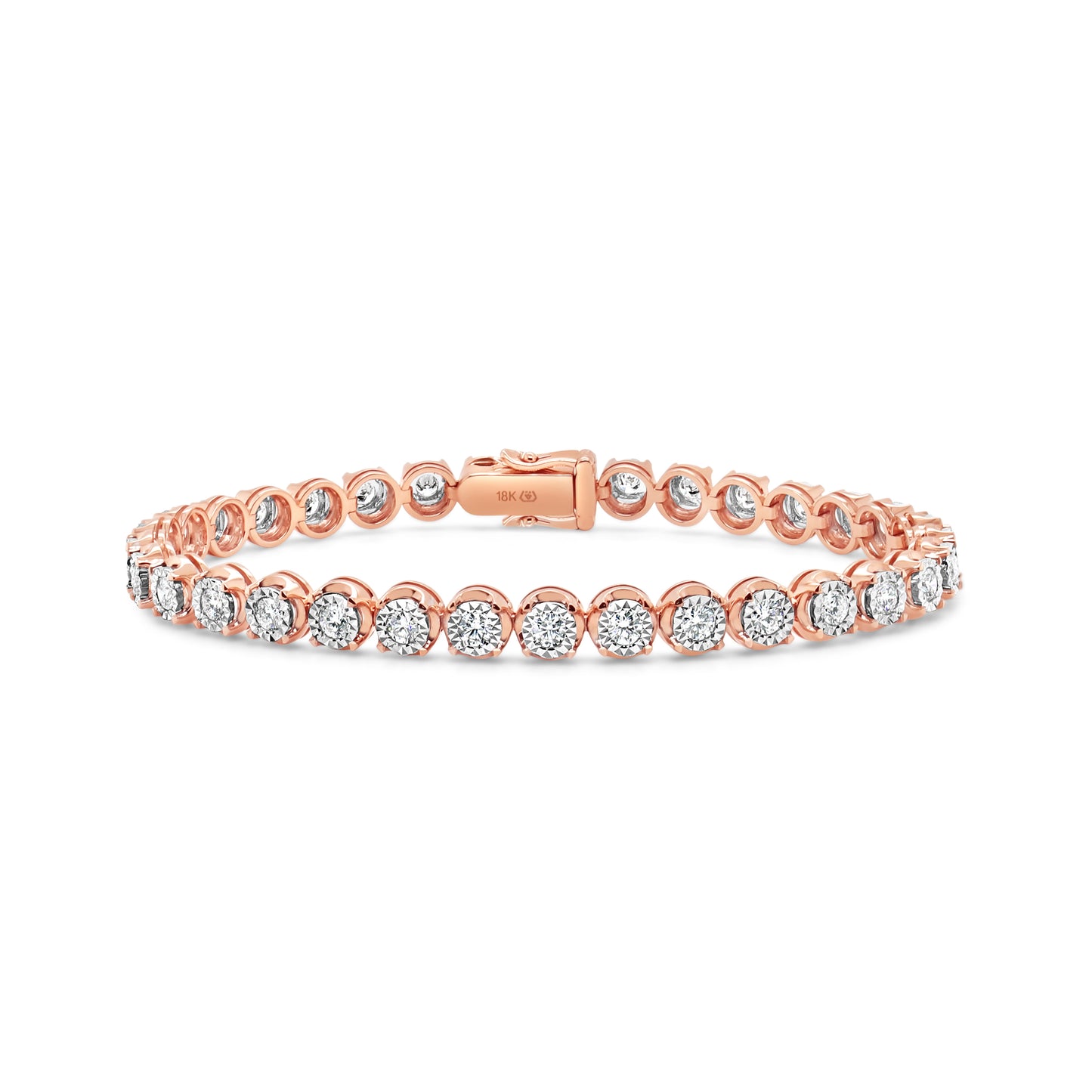 Rose Gold Elevated Round Diamond Tennis Bracelet