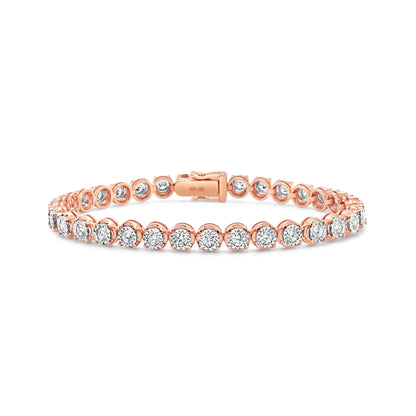 Rose Gold Elevated Round Diamond Tennis Bracelet