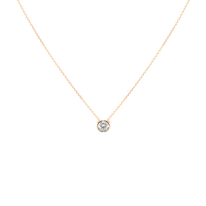 Solitaire Bezel Yellow Gold Chain Necklace