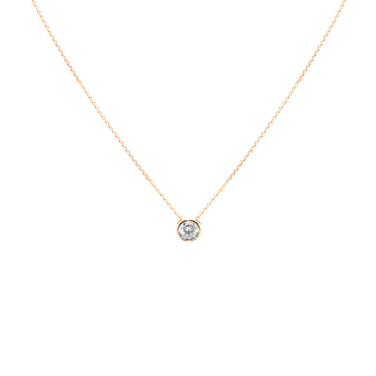 Solitaire Bezel Yellow Gold Chain Necklace