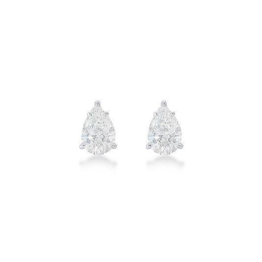 Lab-grown Pear Solitaire Stud Earrings