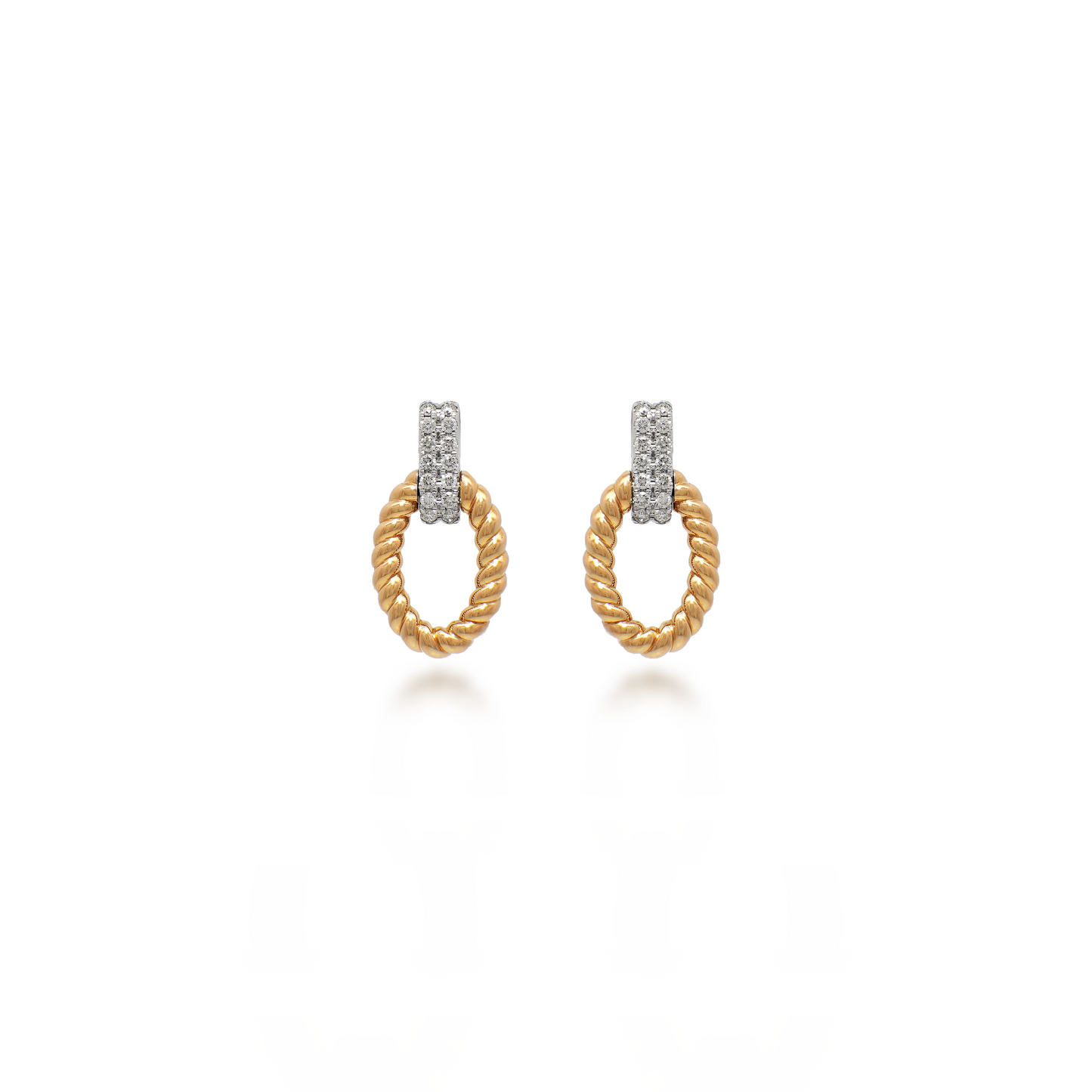 Two-Tone Textured Fancy Diamond Knocker Earrings