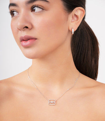 EIRIN Minimalist Logo Necklace in White Gold