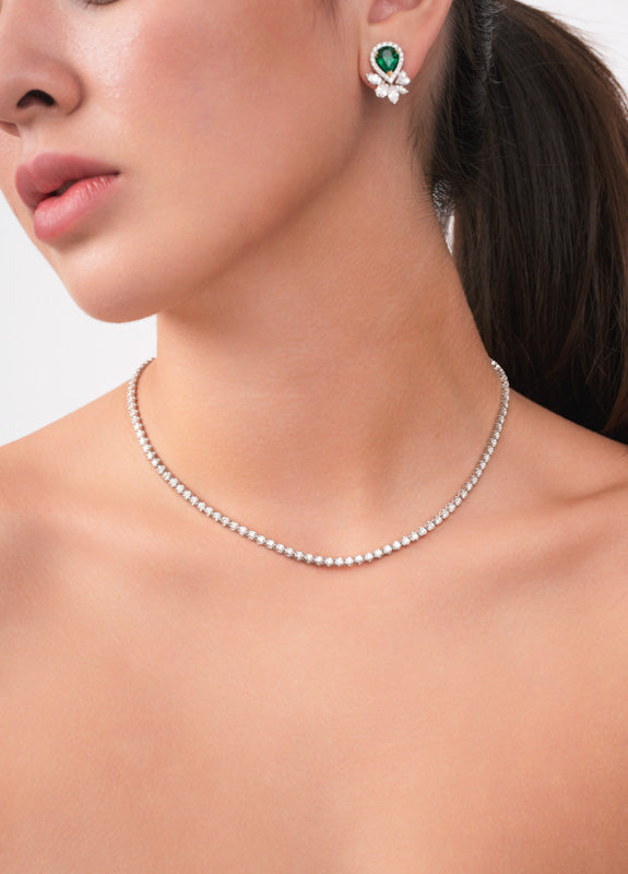 Classic Round Diamond Tennis Necklace