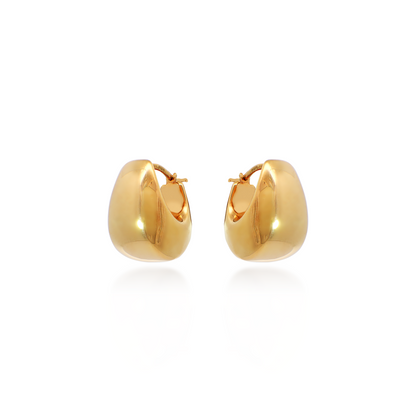 Chunky Block Hoop Earrings in Yellow Gold