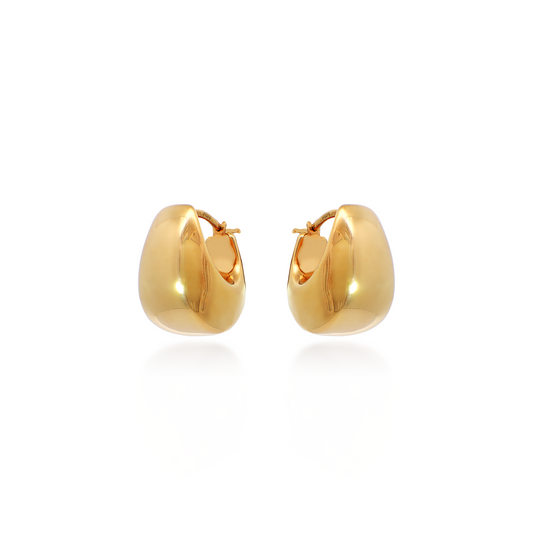 Chunky Block Hoop Earrings in Yellow Gold