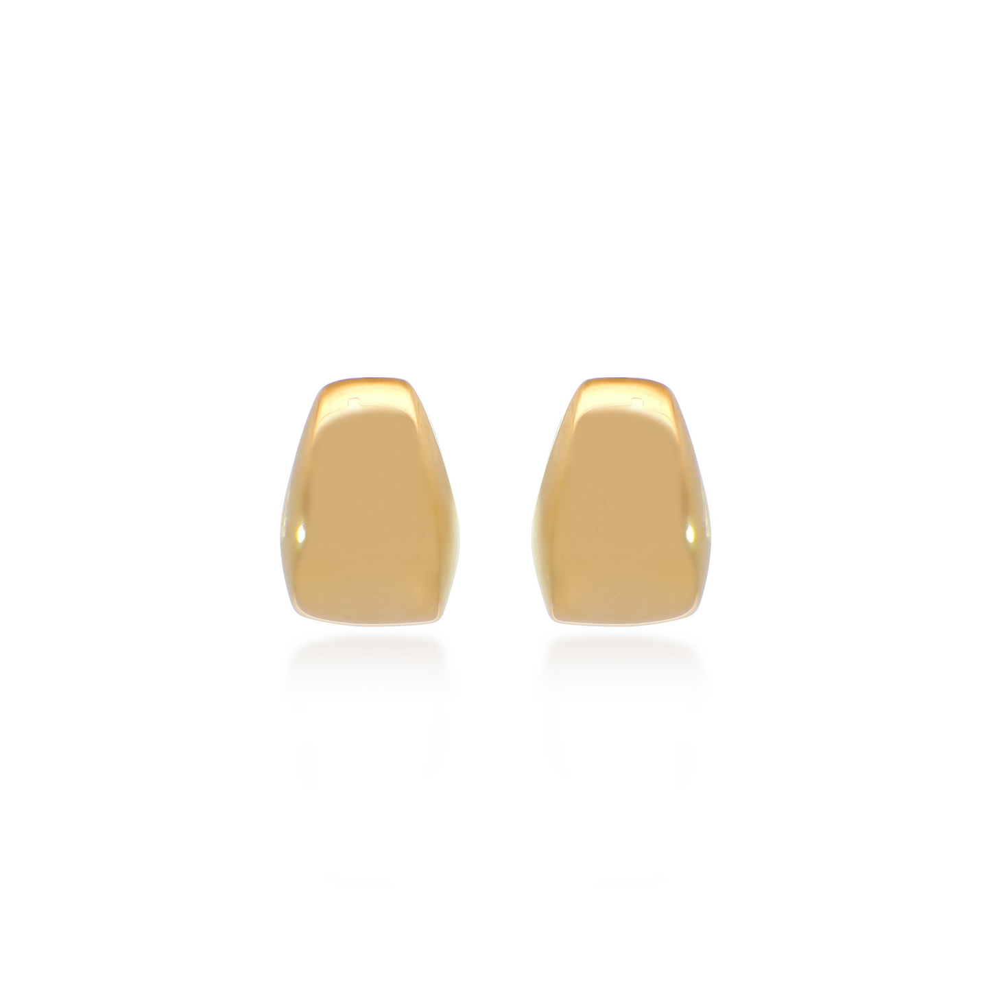 Chunky Block Hoop Earrings in Yellow Gold