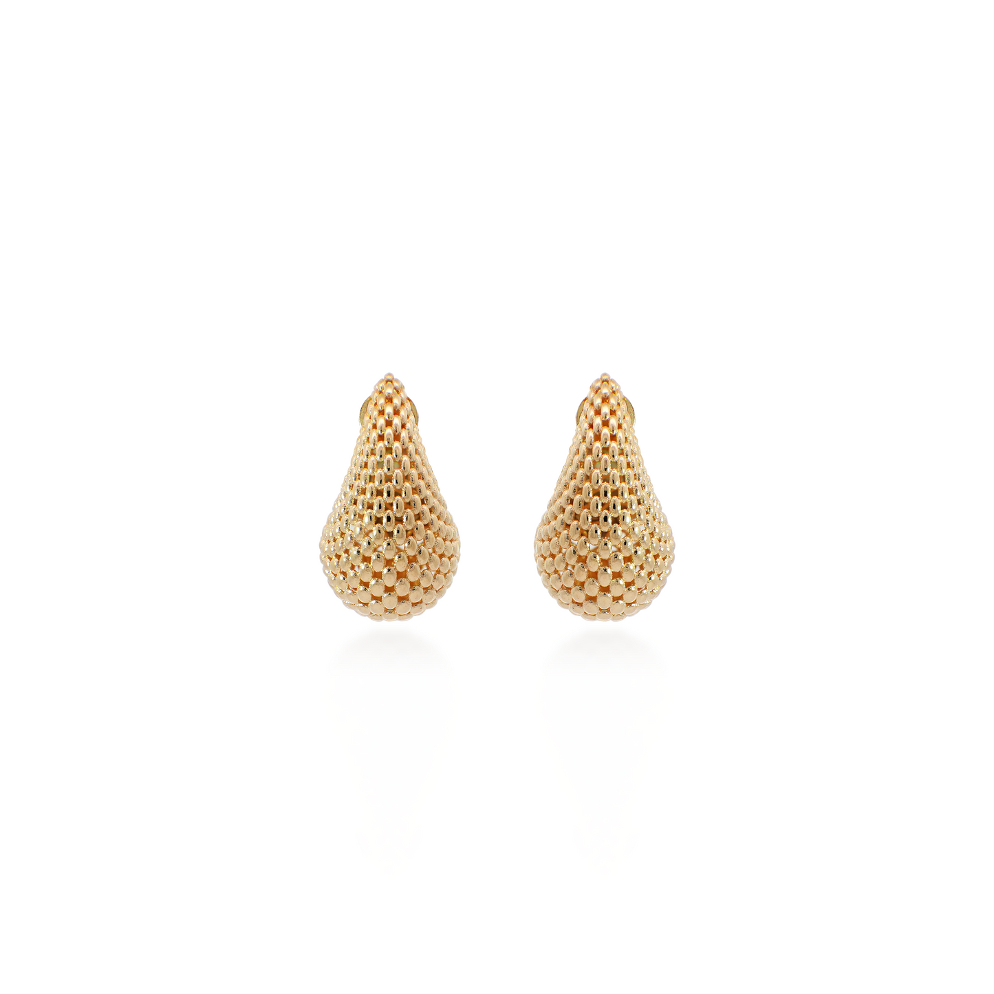 Yellow Gold Textured Teardrop Earrings