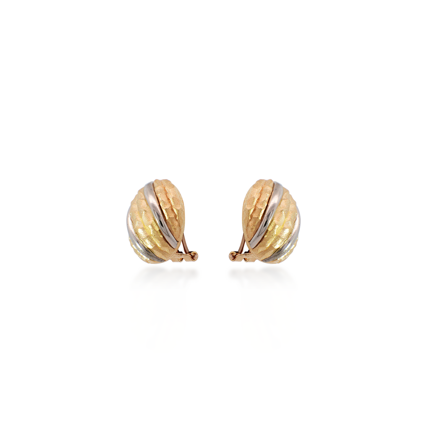 Two-tone Textured Egg Stud Earrings