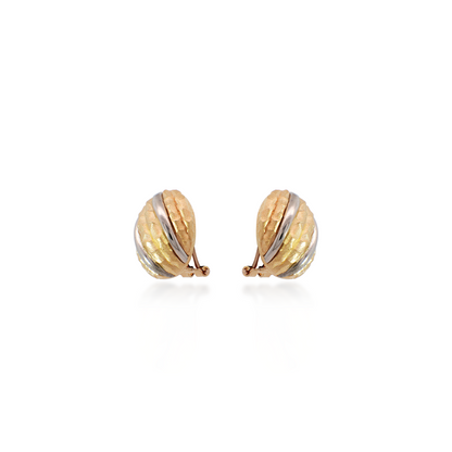 Two-tone Textured Egg Stud Earrings