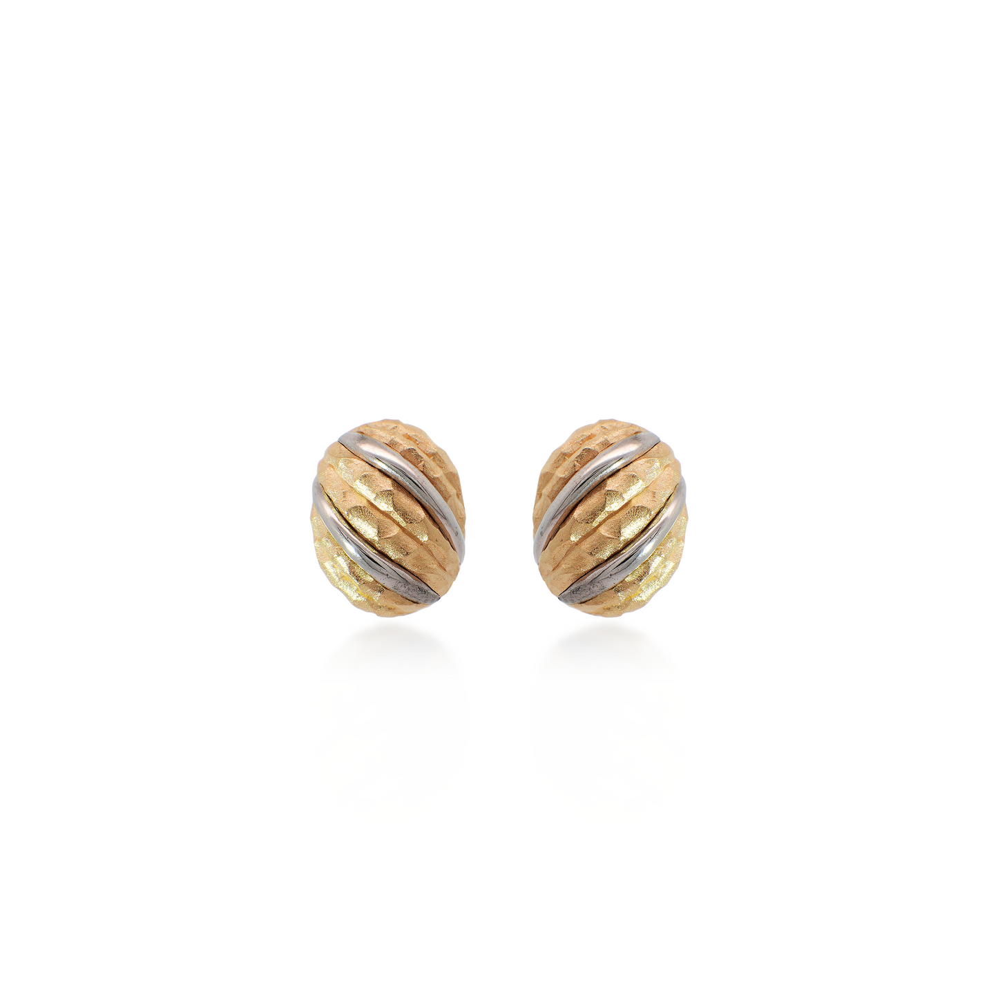 Two-tone Textured Egg Stud Earrings