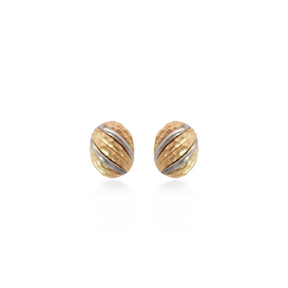 Two-tone Textured Egg Stud Earrings