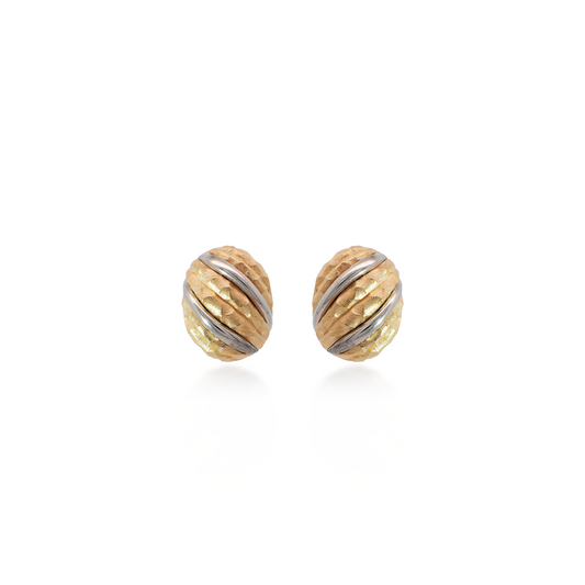 Two-tone Textured Egg Stud Earrings