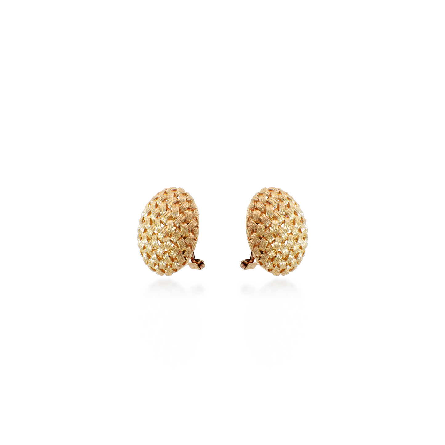 Woven Egg Stud Earrings in Yellow Gold