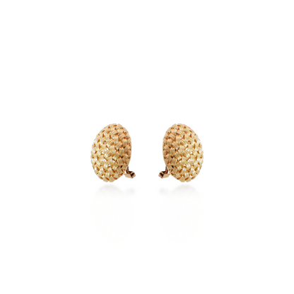 Woven Egg Stud Earrings in Yellow Gold