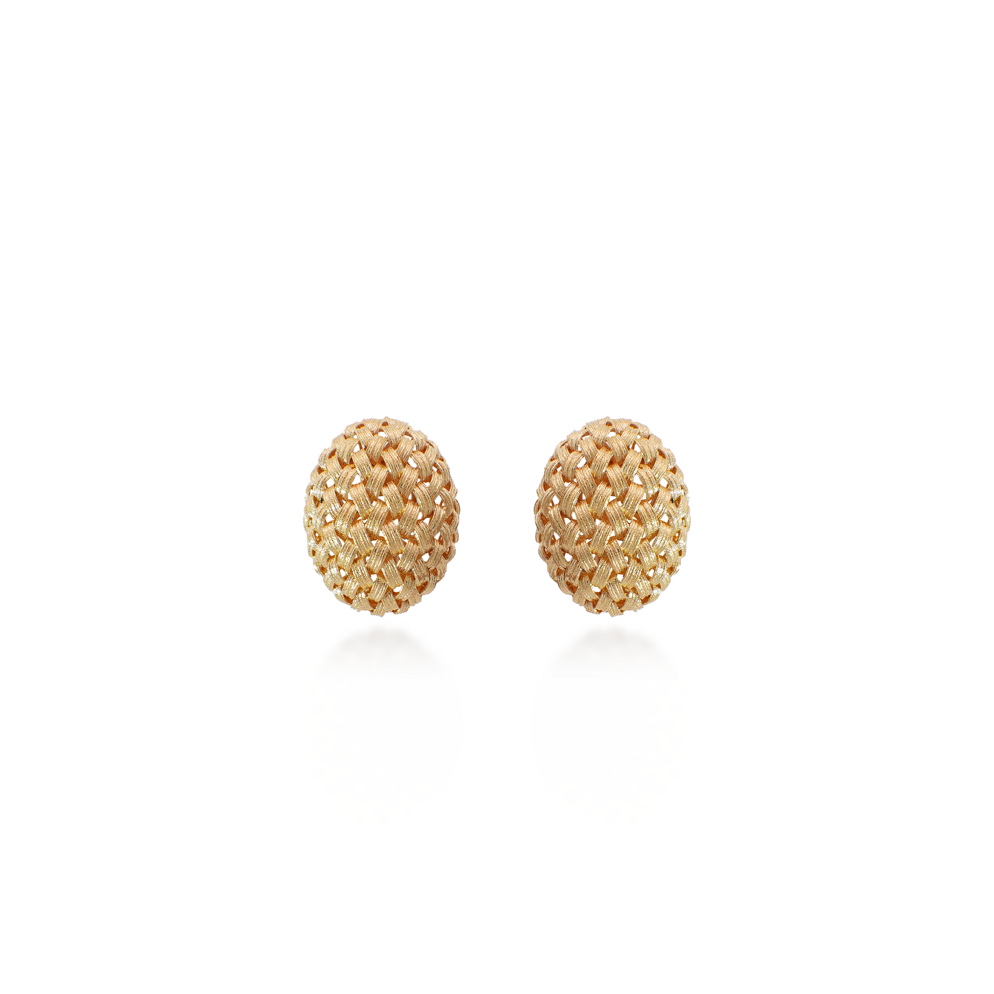 Woven Egg Stud Earrings in Yellow Gold