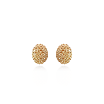 Woven Egg Stud Earrings in Yellow Gold