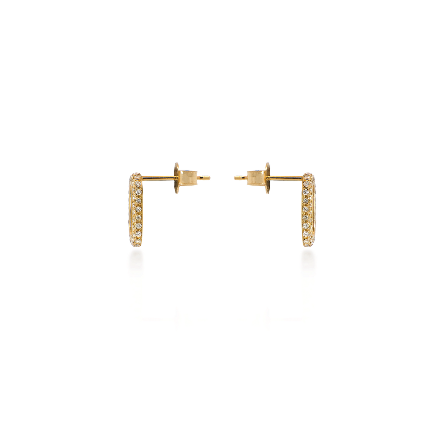 Round Diamond Oblong Stud Earrings