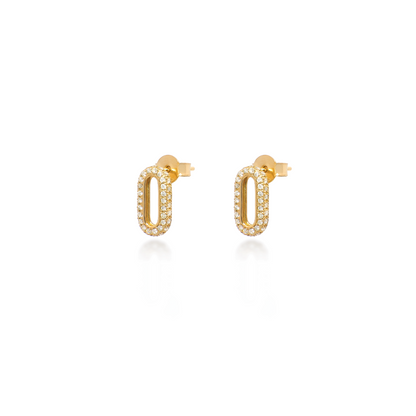 Round Diamond Oblong Stud Earrings