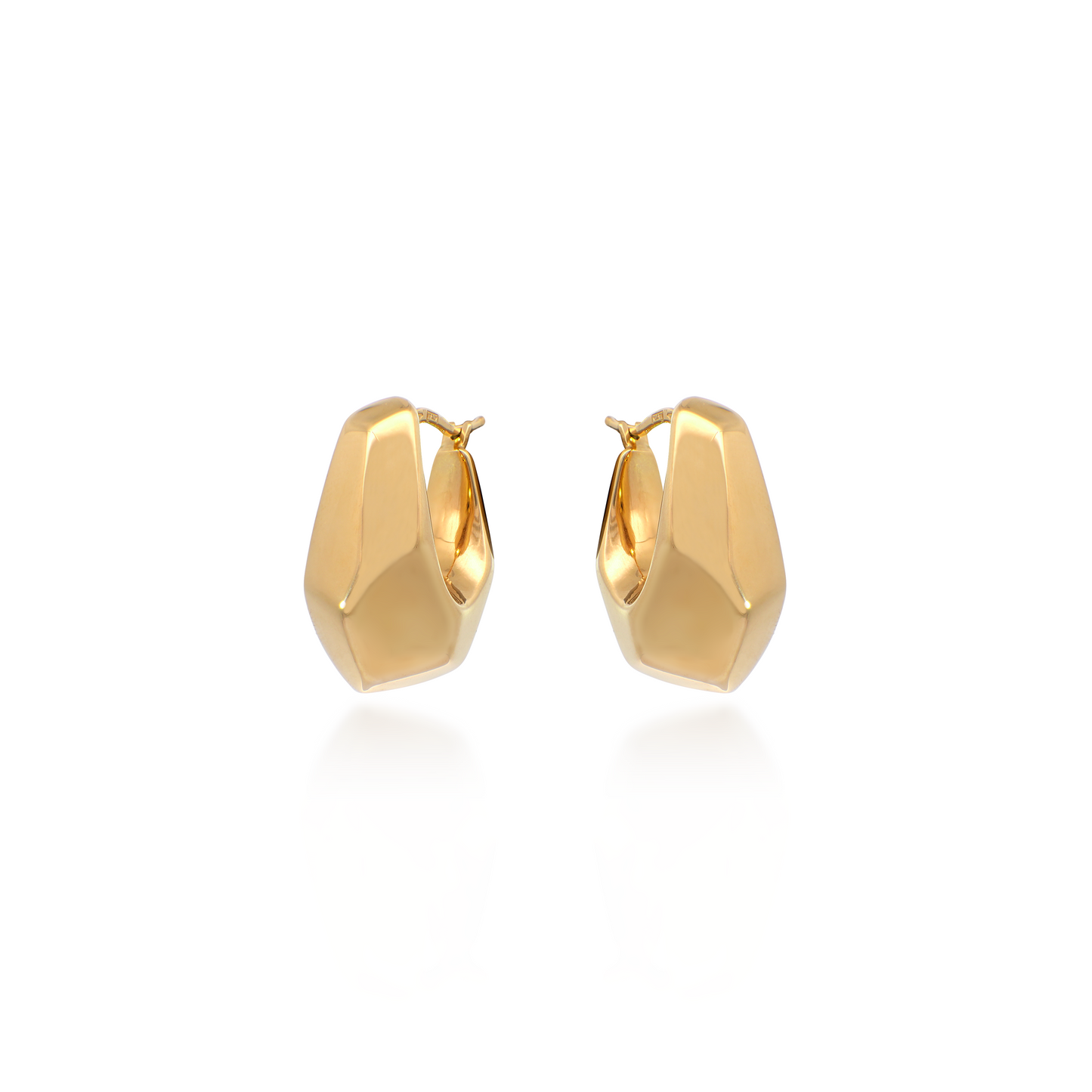 Yellow Gold Geometric Hoop Earrings