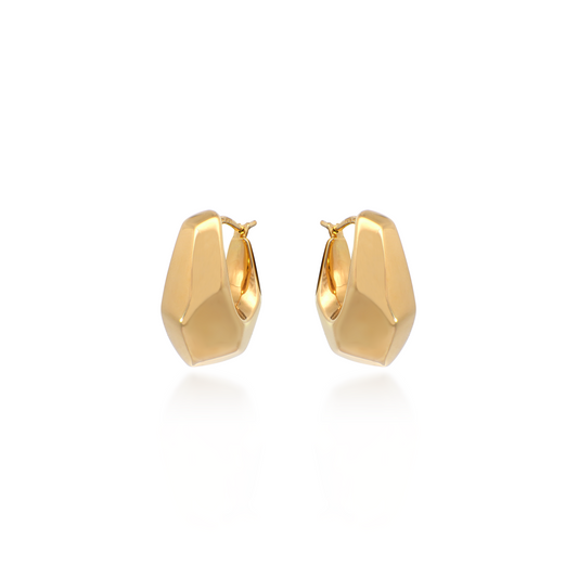 Yellow Gold Geometric Hoop Earrings