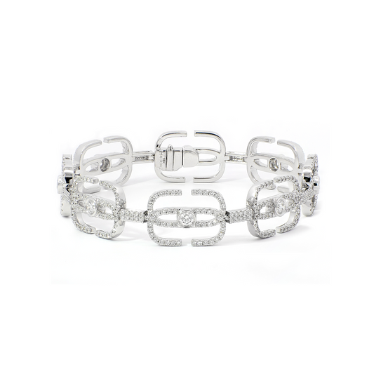 Maximalist Logo Bracelet in White Gold