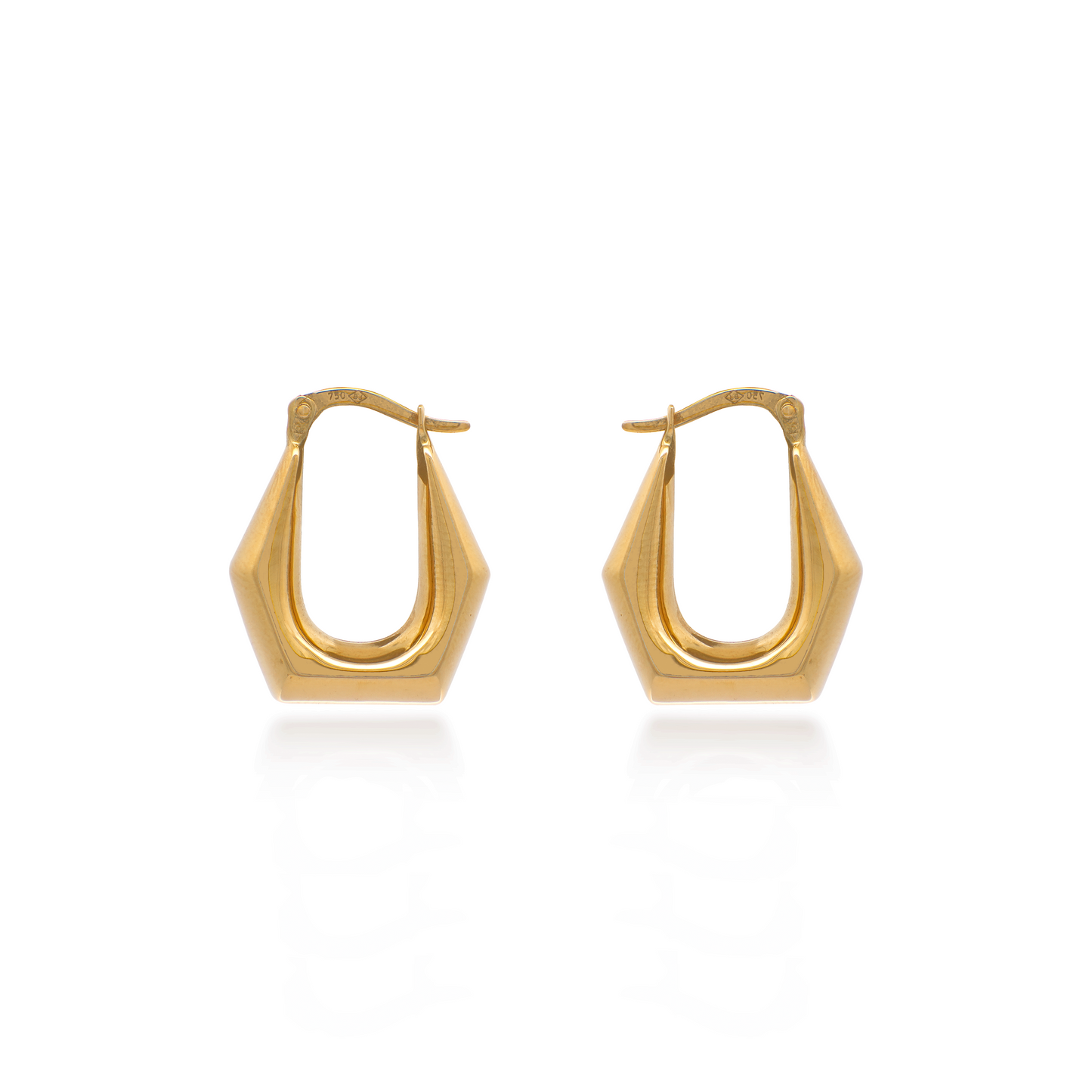 Yellow Gold Quad Point Hoop Earrings