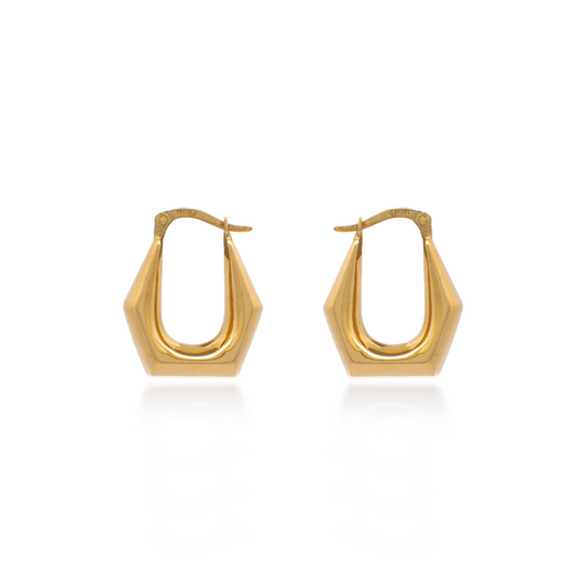 Yellow Gold Quad Point Hoop Earrings