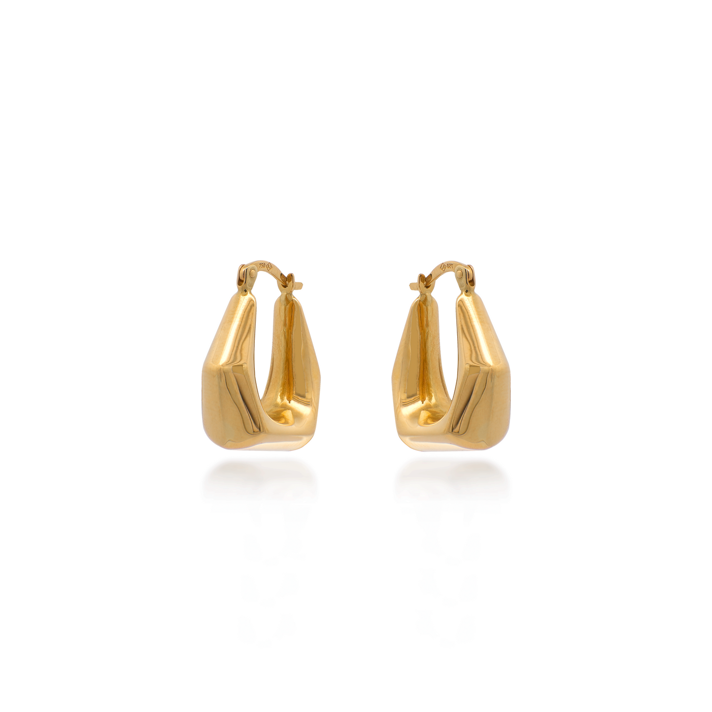 Yellow Gold Quad Point Hoop Earrings