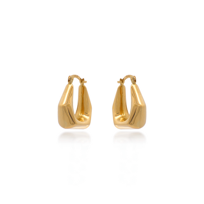 Yellow Gold Quad Point Hoop Earrings