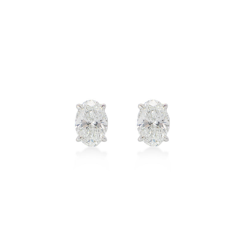 Lab-grown Oval Solitaire Stud Earrings