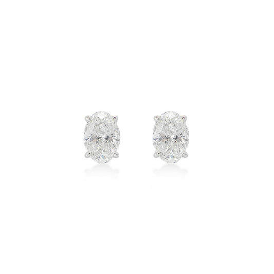 Lab-grown Oval Solitaire Stud Earrings