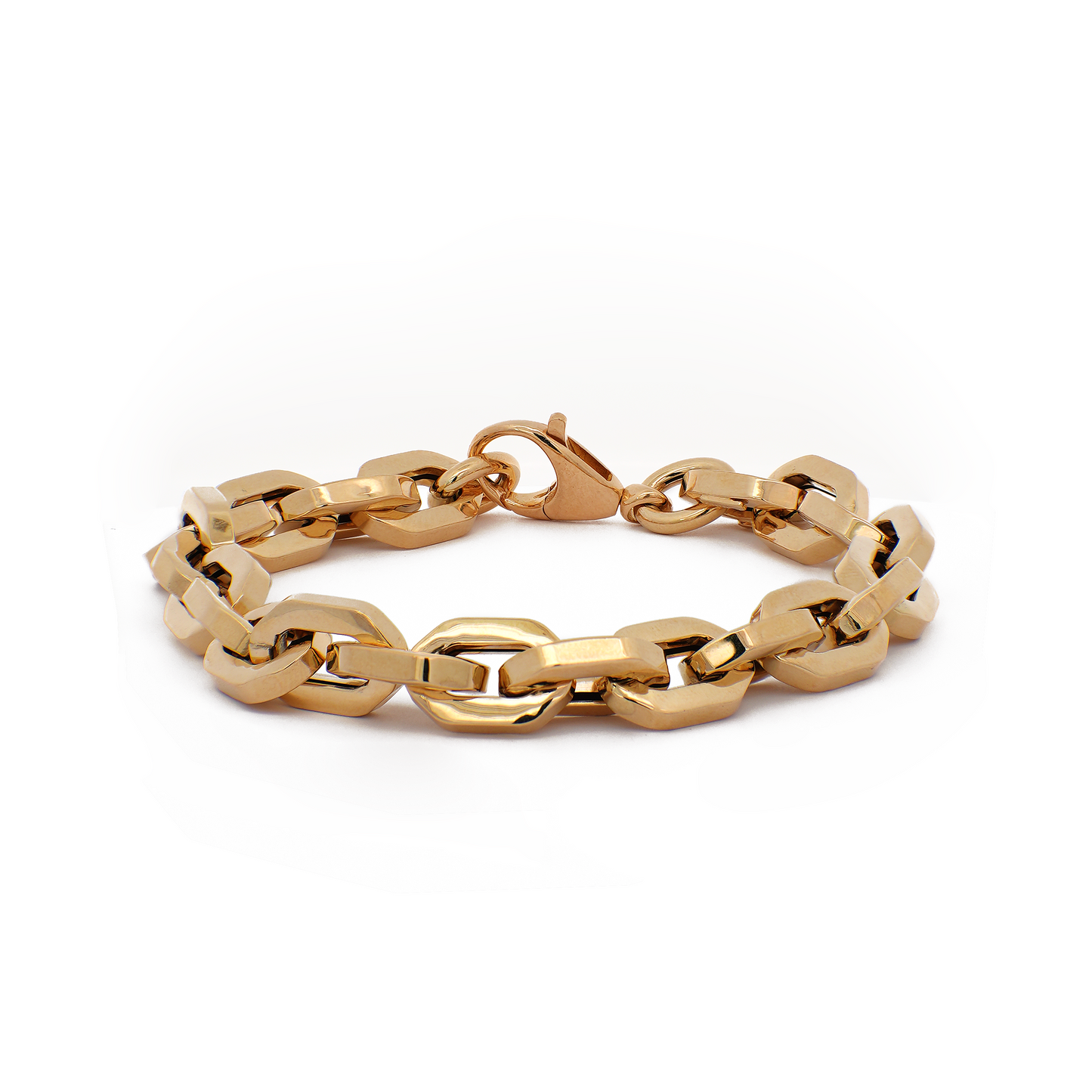 Chunky Thick Link Chain Bracelet in Yellow Gold