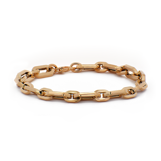 Chunky Squared Chain Bracelet in Yellow Gold