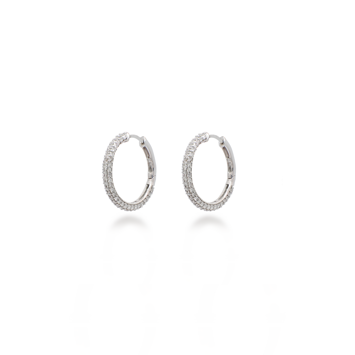 Classic Round Diamond Mini Hoops in White Gold