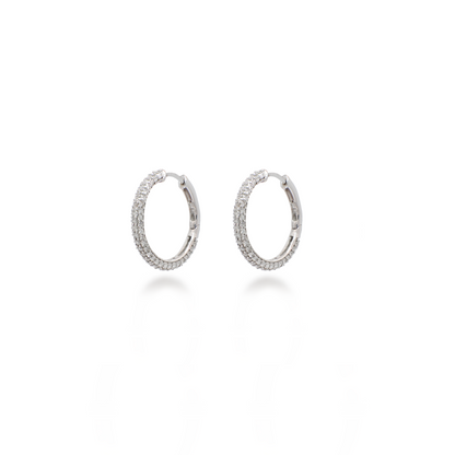 Classic Round Diamond Mini Hoops in White Gold